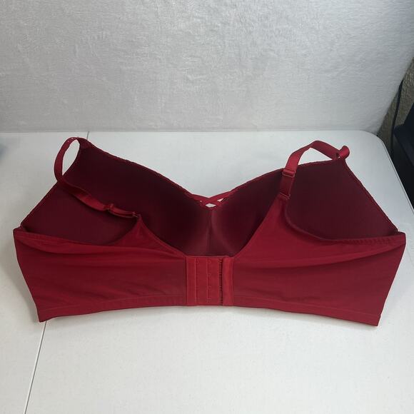 Torrid 46DDD Bra Dream Wire Free Boost Push Up Padded Rhinestone Red Lace - Picture 6 of 16